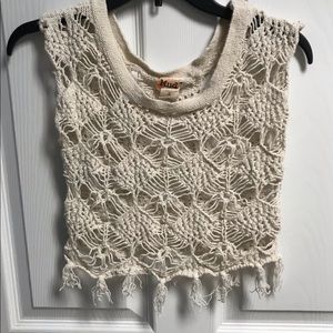 Mudd Macramé Cropped Overlay Top - Size S